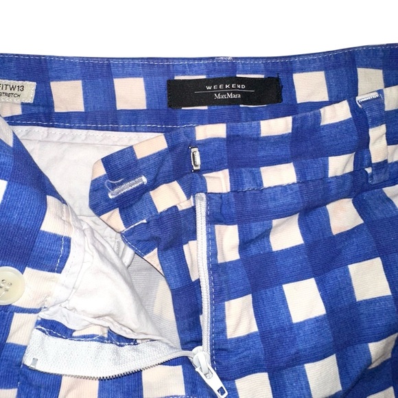 Weekend MaxMara Cigarette FITW13 Gingham Blue and White Checkered Pants US 4 - Picture 4 of 10
